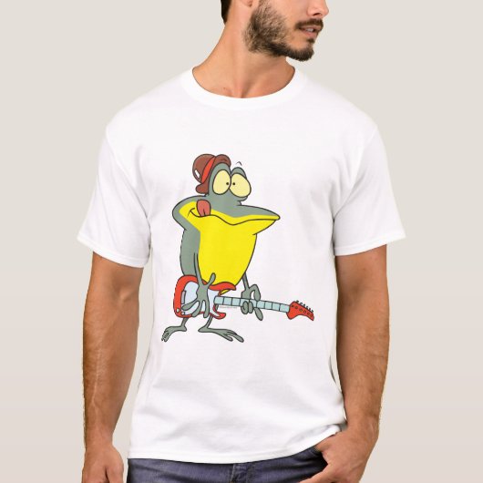 カエルおもしろいの遊エレキギター Tシャツ (正面)