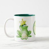 カエルおもしろいキス追加文字 ツートーンマグカップ (左)