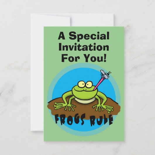 カエルおもしろいマンガ誕生日の招待状 招待状 (裏面)