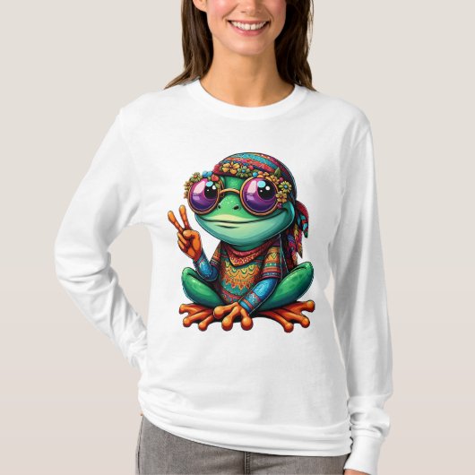 カエルおもしろいヨガ Tシャツ (正面)