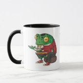 カエルおもしろいラーメンのカエル食べアートイラストレーション マグカップ (左)