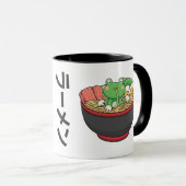 カエルおもしろいラーメンのカエル食べアートイラストレーション マグカップ (正面右)