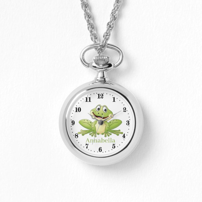 カエルおもしろい愛好家の動物の腕時計 腕時計 (正面)