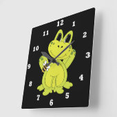 カエルおもしろい時計 スクエア壁時計 (傾斜)