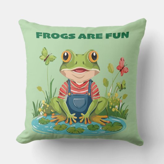 カエルおもしろい クッション (正面)