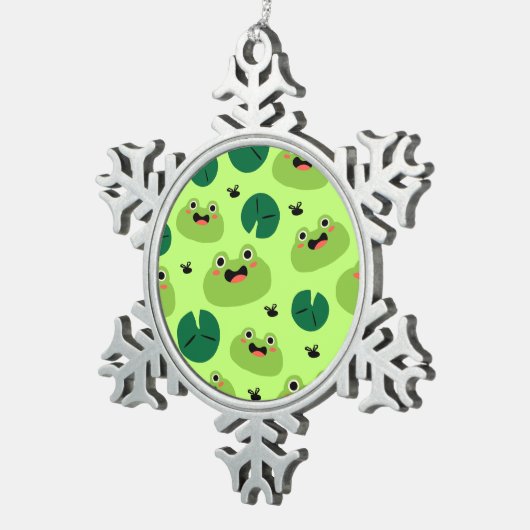 カエルおもしろい スノーフレークピューターオーナメント (右)