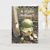 カエルおよび木のバースデー・カード カード (黄色い花)