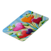 カエルお洒落とハート水彩アート マグネット (左側)