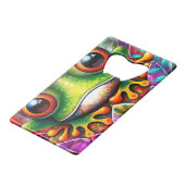 カエルお洒落抽象芸術フローラパーソナライズされたカエル クレジットカード栓抜き (裏面アングル)