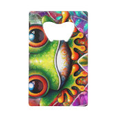 カエルお洒落抽象芸術フローラパーソナライズされたカエル クレジットカード栓抜き (裏面)