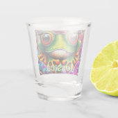 カエルお洒落抽象芸術フローラパーソナライズされたカエル ショットグラス (裏面)