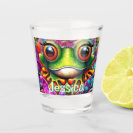 カエルお洒落抽象芸術フローラパーソナライズされたカエル ショットグラス