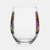 カエルお洒落抽象芸術フローラパーソナライズされたカエル ステムなしワイングラス (左)