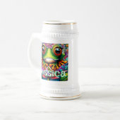 カエルお洒落抽象芸術フローラパーソナライズされたカエル ビールジョッキ (正面左)