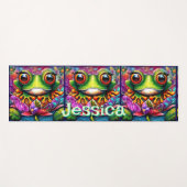 カエルお洒落抽象芸術フローラパーソナライズされたカエル ヨガマット (正面(横))