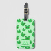 カエルかわいいパタングリーンの子ども ラゲッジタグ (正面縦)