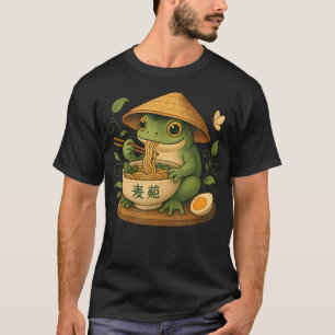 カエルがうどんを食べるラ カワイイ 日本の noodles アニメ ファン tシャツ