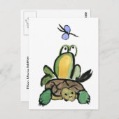 カエルがカメに乗る ポストカード (正面/裏面)