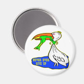 カエルが喉を詰まらせ与える鳥 マグネット (正面/裏面)