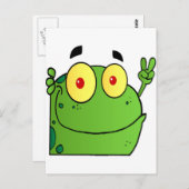 カエルが平和のサインを身に着ける ポストカード (正面/裏面)