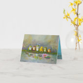 カエルが棲む川 - 手描き カード (黄色い花)