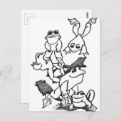 カエルが舞い上がる ポストカード (正面/裏面)