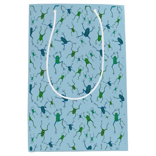 カエルが飛び跳ねて喜ぶ ミディアムペーパーバッグ (正面)