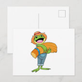 カエルが麦わら帽子の農夫 ポストカード (正面/裏面)