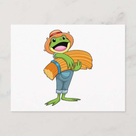 カエルが麦わら帽子の農夫 ポストカード (正面)