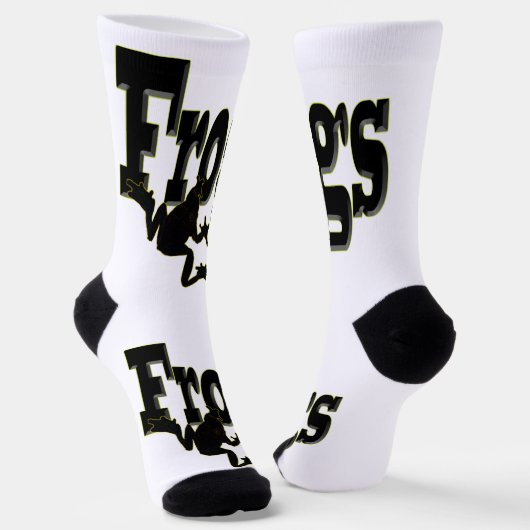 カエルが「Frogs」という言葉に登るシルエット ソックス (傾斜あり)