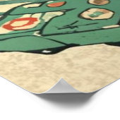 カエルがPCゲームをする、浮世絵のカエルアート、カエル ポスター (角)
