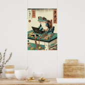カエルがPCゲームをする、浮世絵のカエルアート、カエル ポスター (キッチン)