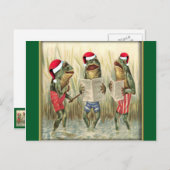 カエルたちがクリスマスに元気に歌う シーズンポストカード (正面/裏面)