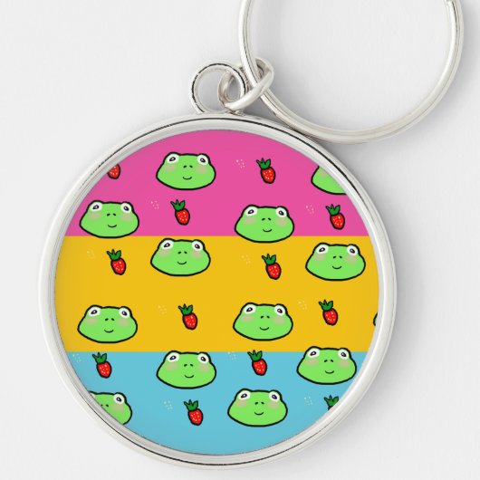 カエルとイチゴの恋人 キーホルダー (正面)