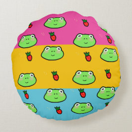 カエルとイチゴの恋人 ラウンドクッション