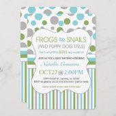 カエルとカタツムリのボーイベビーシャワー招待状3471 招待状 (正面/裏面)
