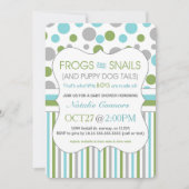 カエルとカタツムリのボーイベビーシャワー招待状3471 招待状 (正面)