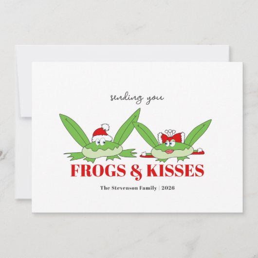 カエルとキスのおもしろいクリスマス シーズンカード (正面)