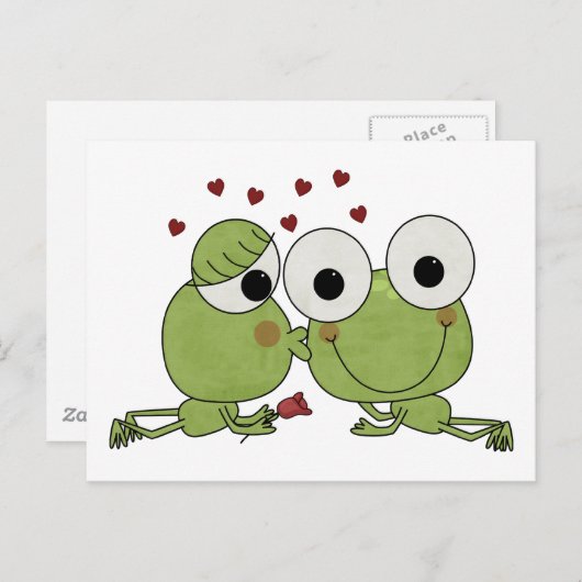カエルとキスのバレンタインのギフトは シーズンポストカード (正面/裏面)