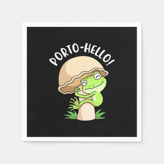 カエルとキノコ スタンダードカクテルナプキン (正面)