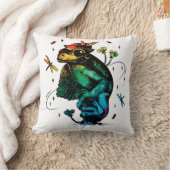 カエルとキノコ Cottagecore 手描き風 クッション (ブランケット)