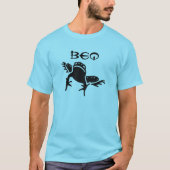 カエルとクルド語でカエルを意味するBeq、青 Tシャツ (正面)