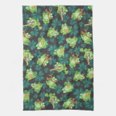 カエルとシャムロック キッチンタオル (縦)