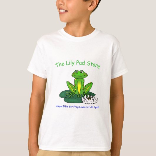 カエルとスイレン 白いボーイズTシャツ Tシャツ (正面)