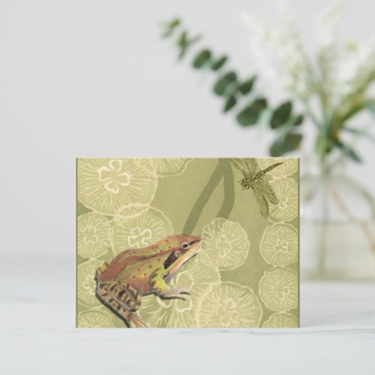 カエルとトンボの水生植物 ポストカード (スタンド正面)