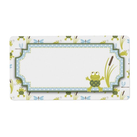 カエルとトンボの赤ちゃんシャワー ラベル (正面)