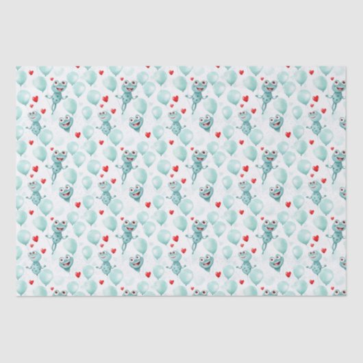 カエルとハートは風船としてカエル 薄葉紙 (正面)