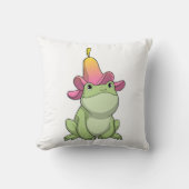 カエルとプルメリア クッション (正面)