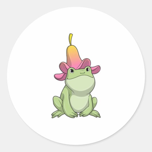 カエルとプルメリア ラウンドシール (正面)