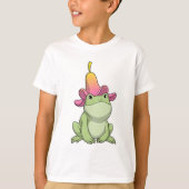 カエルとプルメリア Tシャツ (正面)